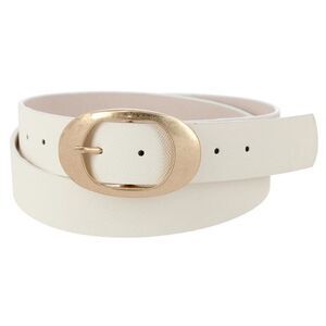 CTM Women's Plus Size Synthetic Leather Belt with Oval Buckle